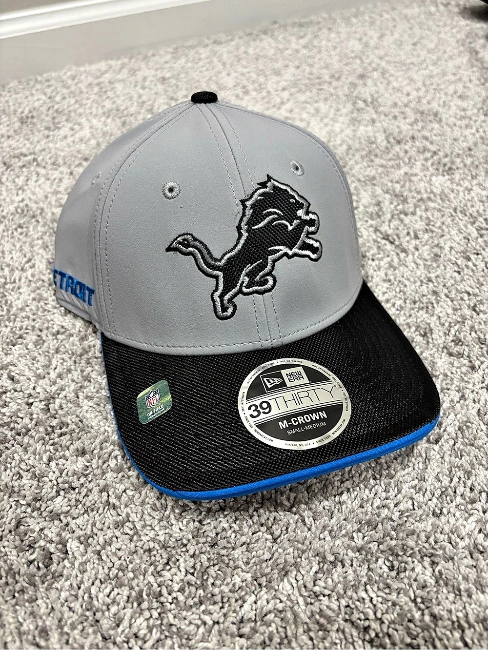 New Era Detroit Lions NFL 39THIRTY M-Crown Flex Hat Gray & Blue